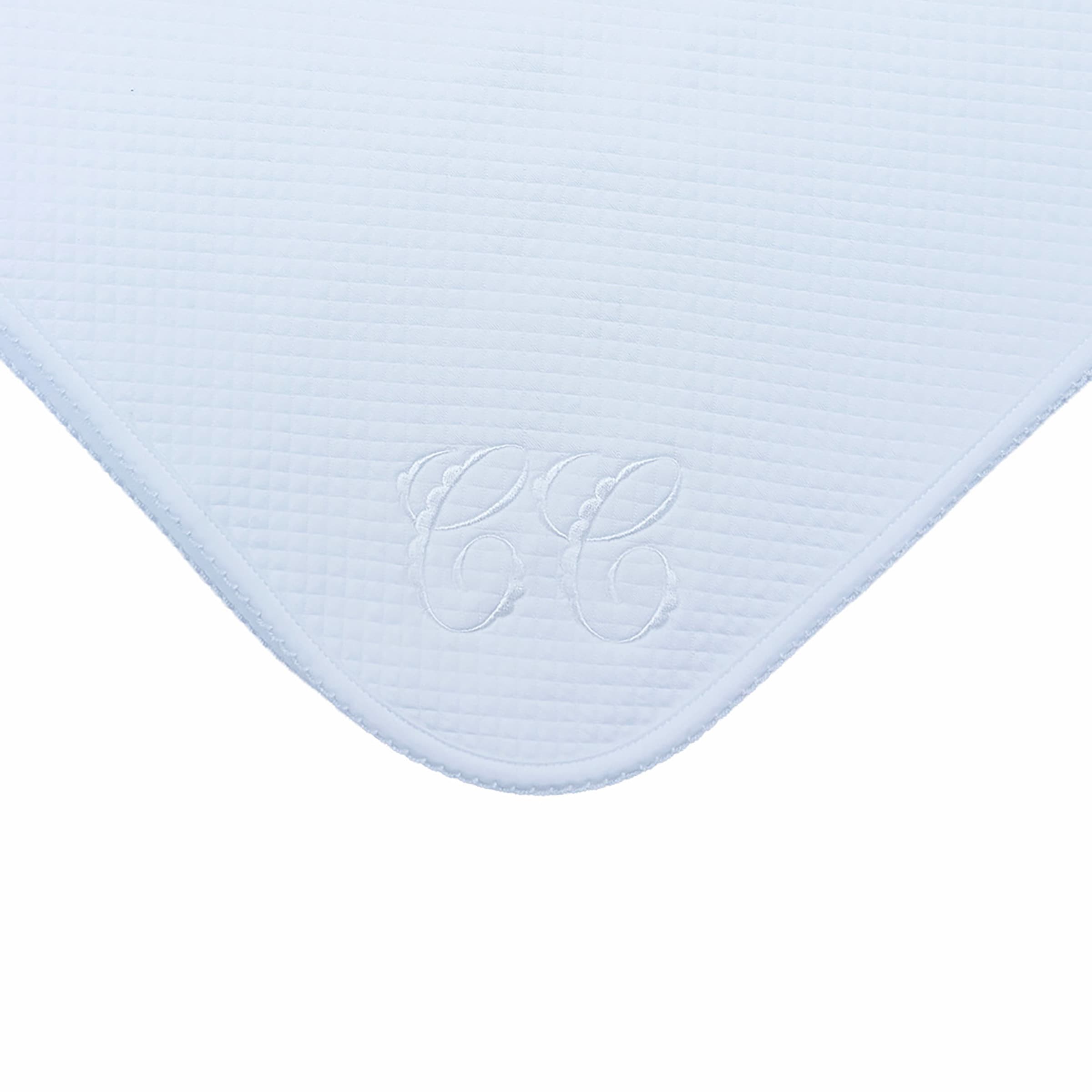 Luxury PIma cotton baby blanket - close up of the embroidery design