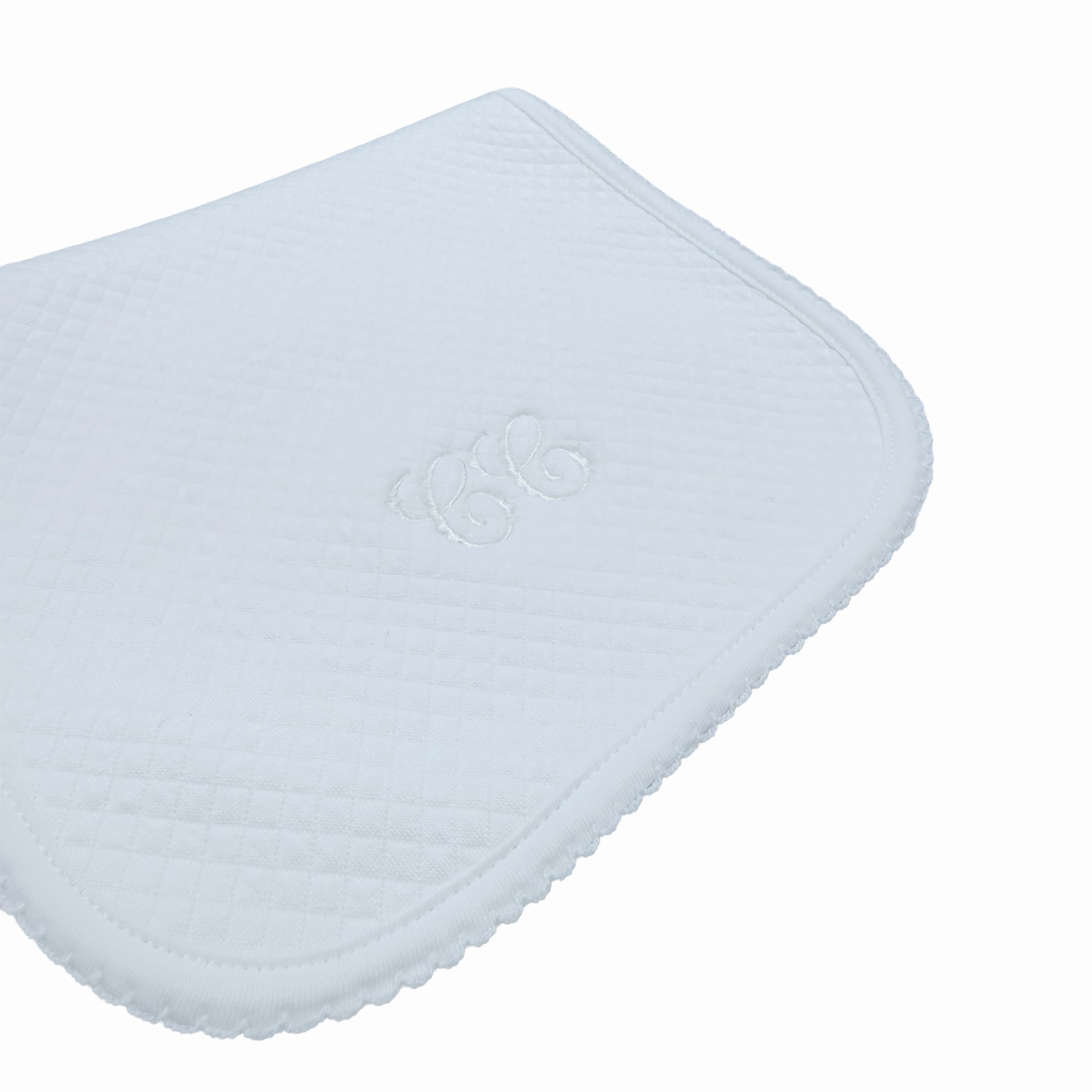 Luxury baby burp cloth close emroidery detail