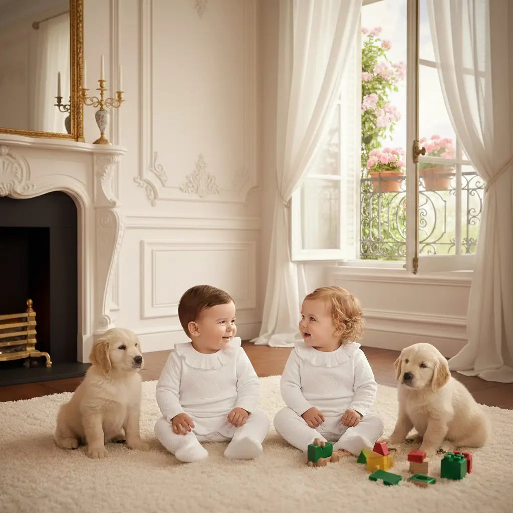 Chéris Blanc babygrow on baby models