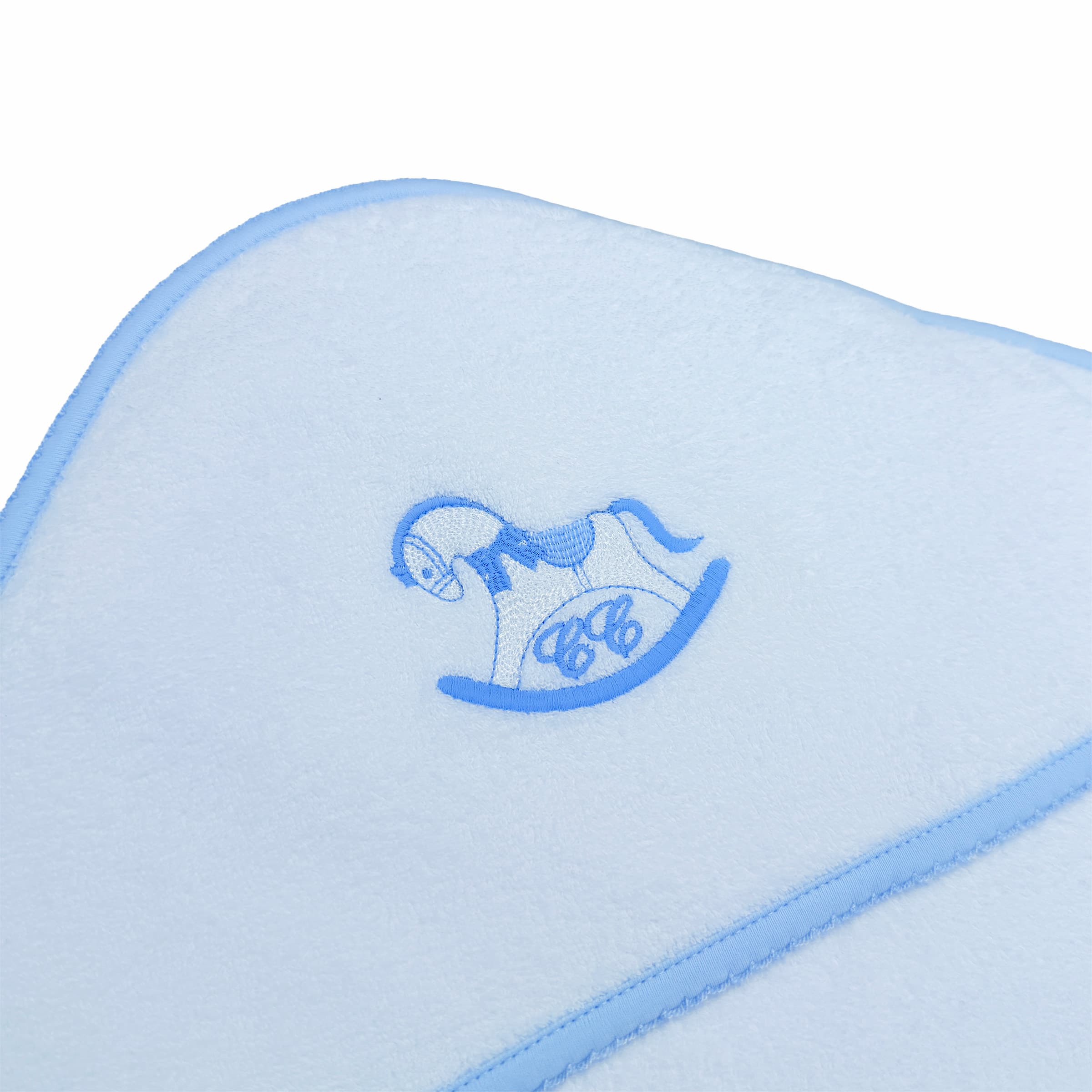Close-up of blue embroidery Cheris Chics