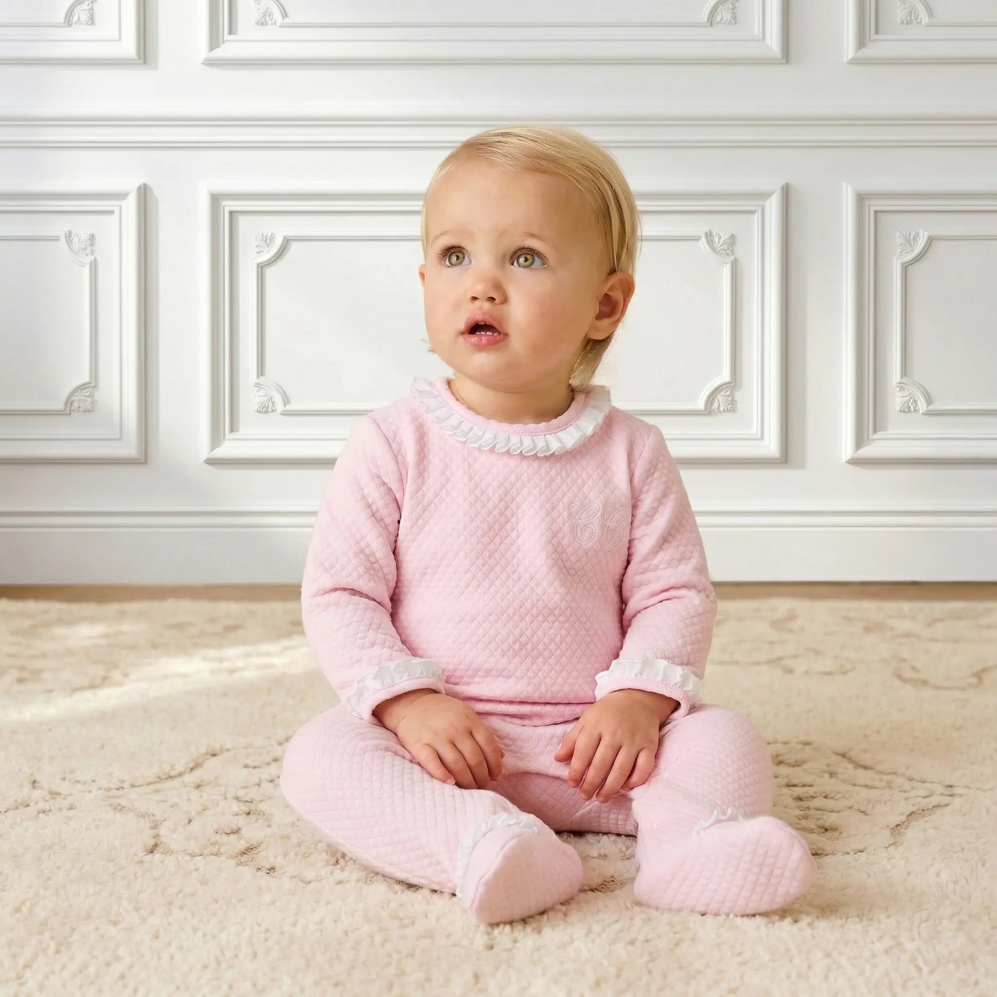 Chéris Élégance Volants Rose: 3-Piece Luxury Baby Set