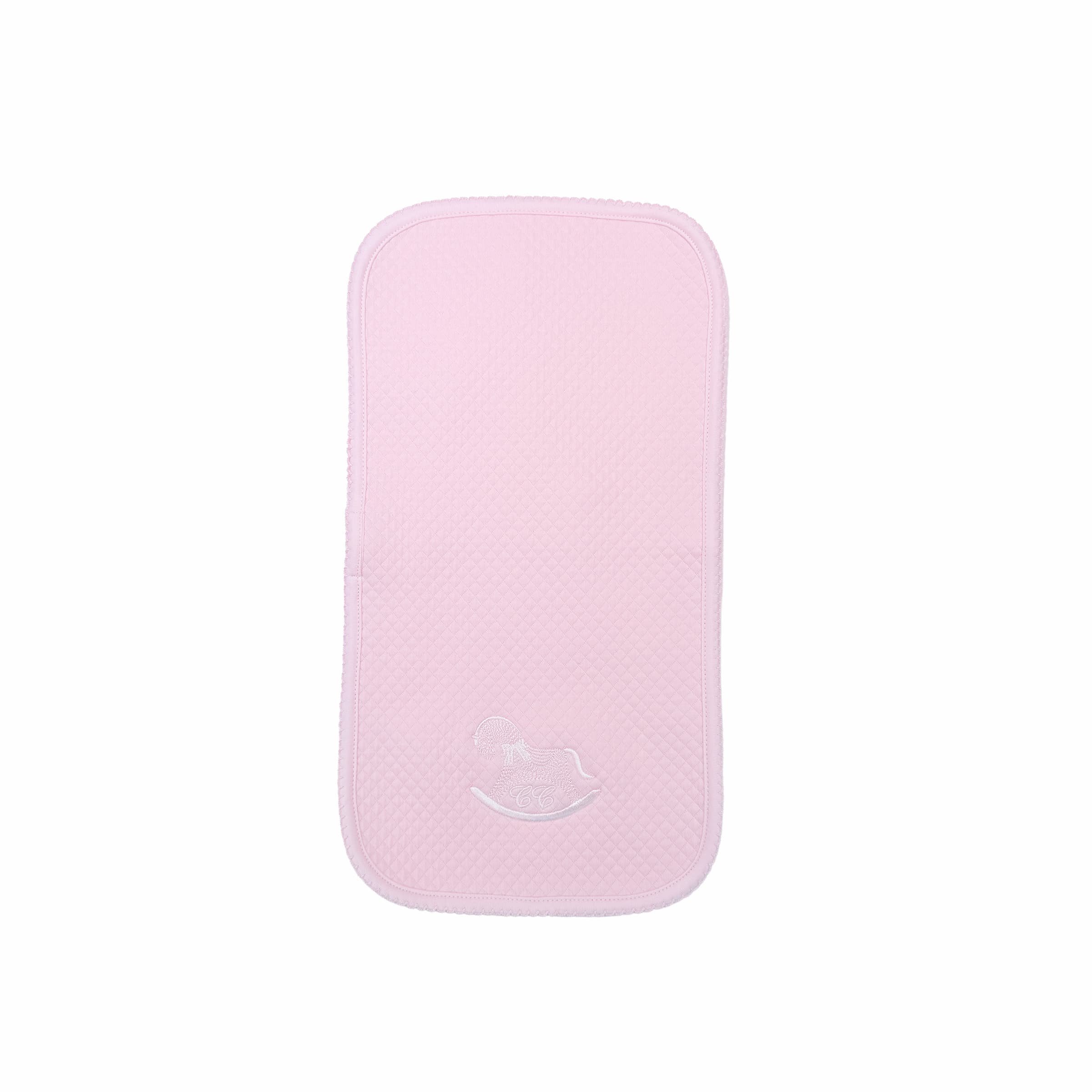 Pink-embroidered quilted shoulder cloth – front view