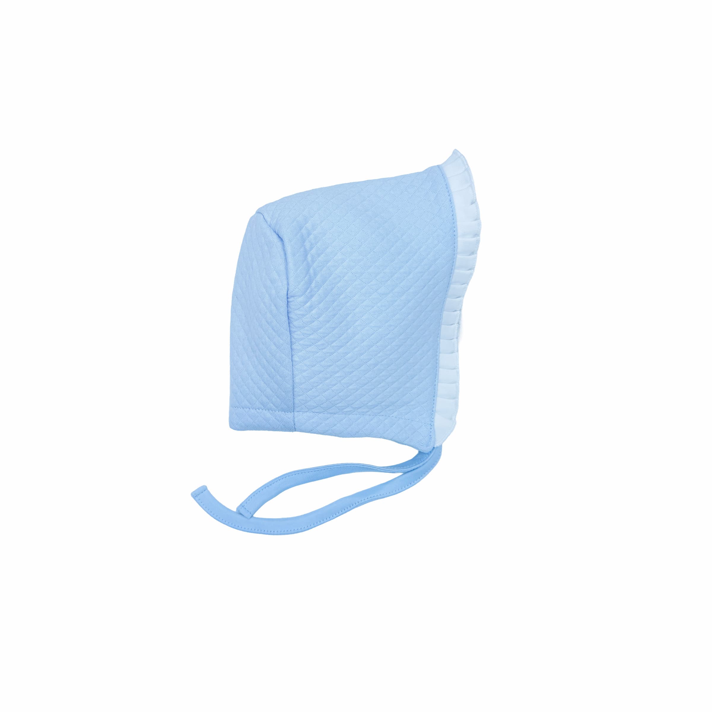 Matching bonnet with volant edges — detail view