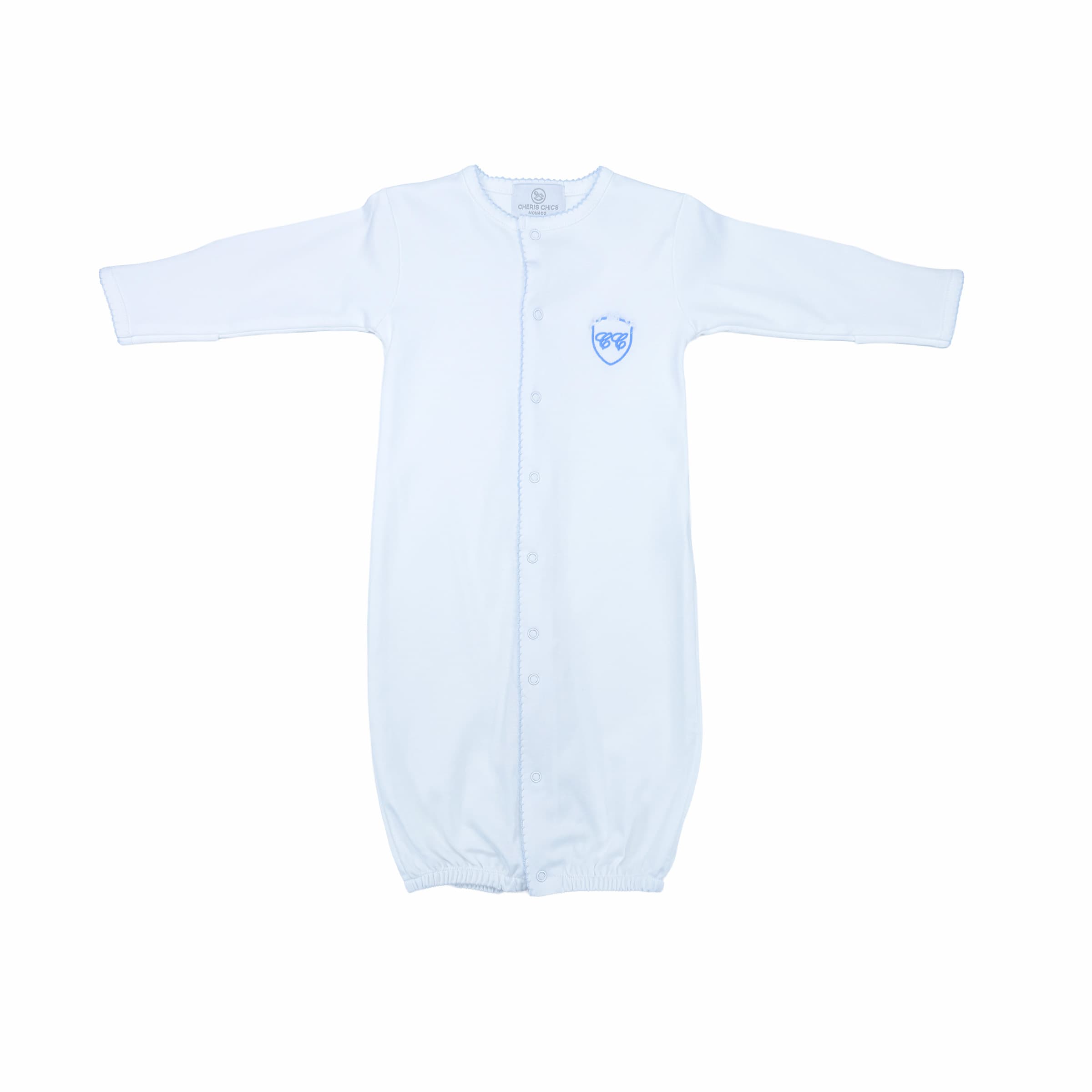 Newborn Magic Gown with blue edge and embroidery