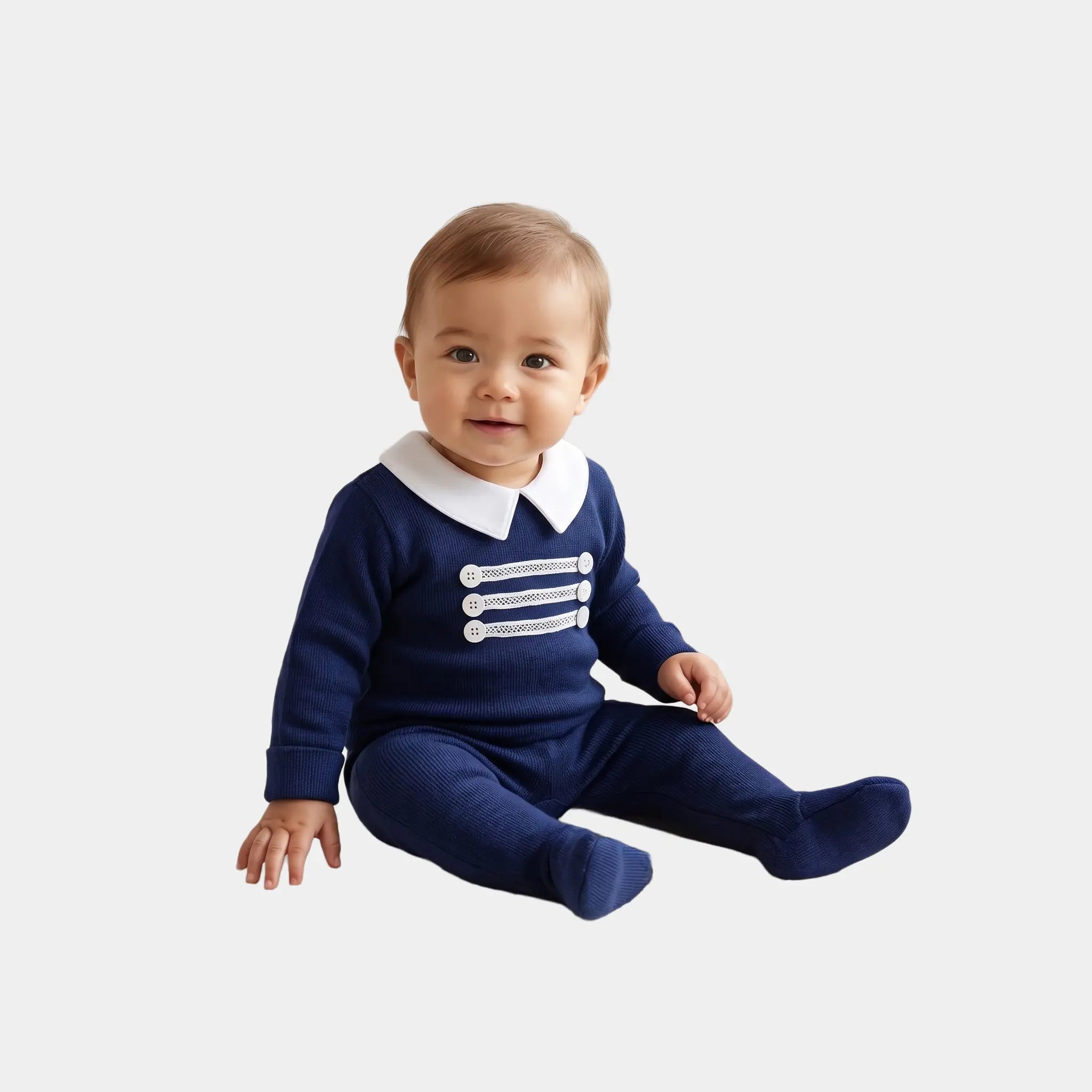 Chéris Tisse Marine Set – Navy Special Knit Baby Boy Outfit