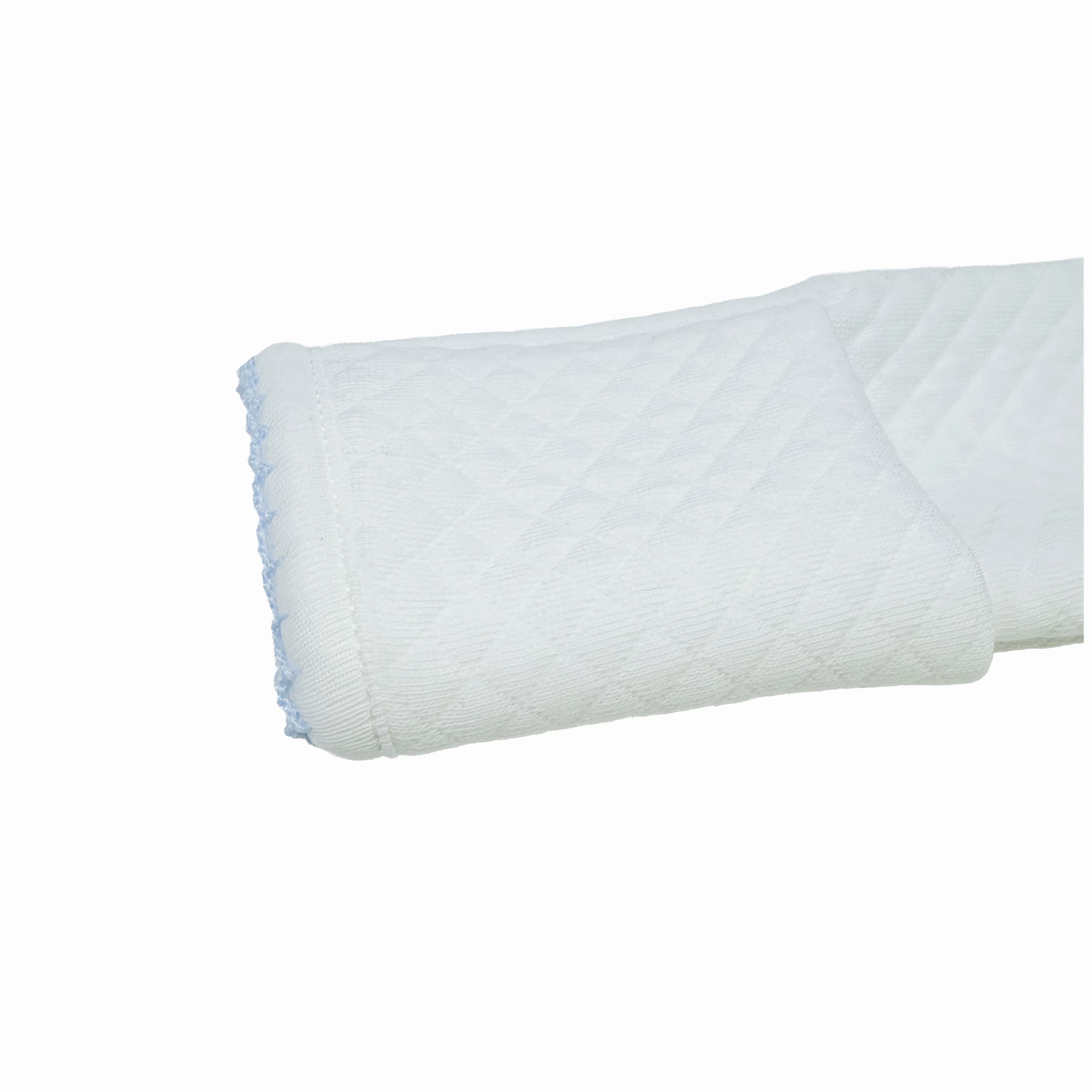 Mitten cuffs on quilted white Beau babygrow with hand-smocked chest detailing.