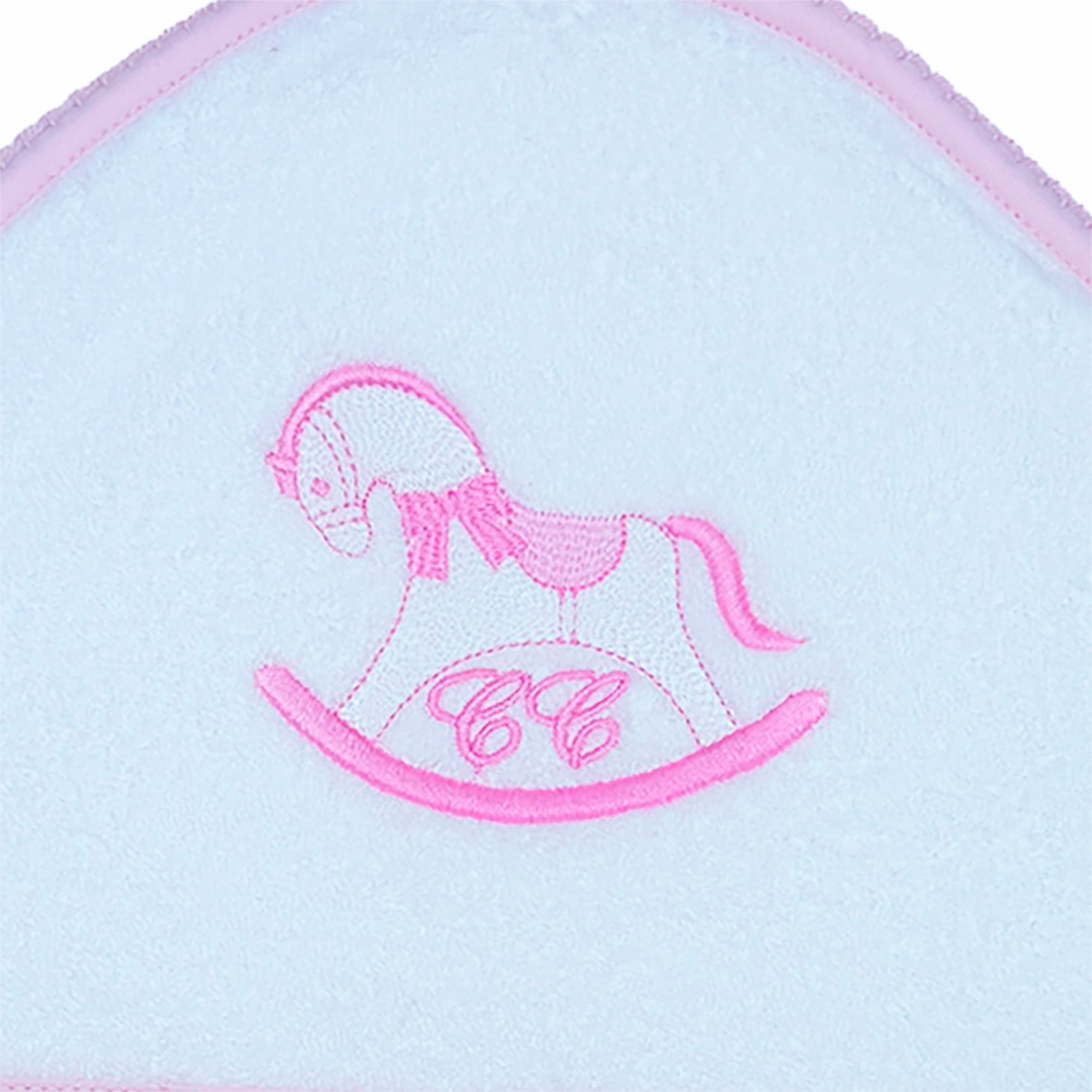 Close-up of pink picot edge and embroidery