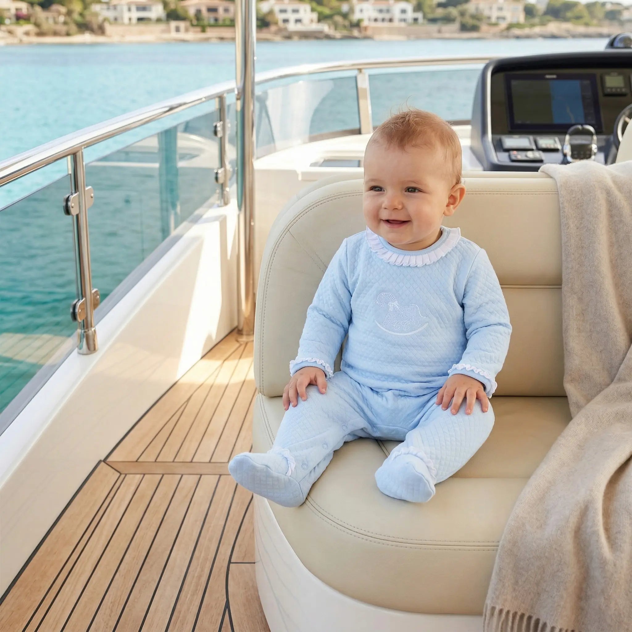 Chéris Élégance Volants Bleu Babygrow