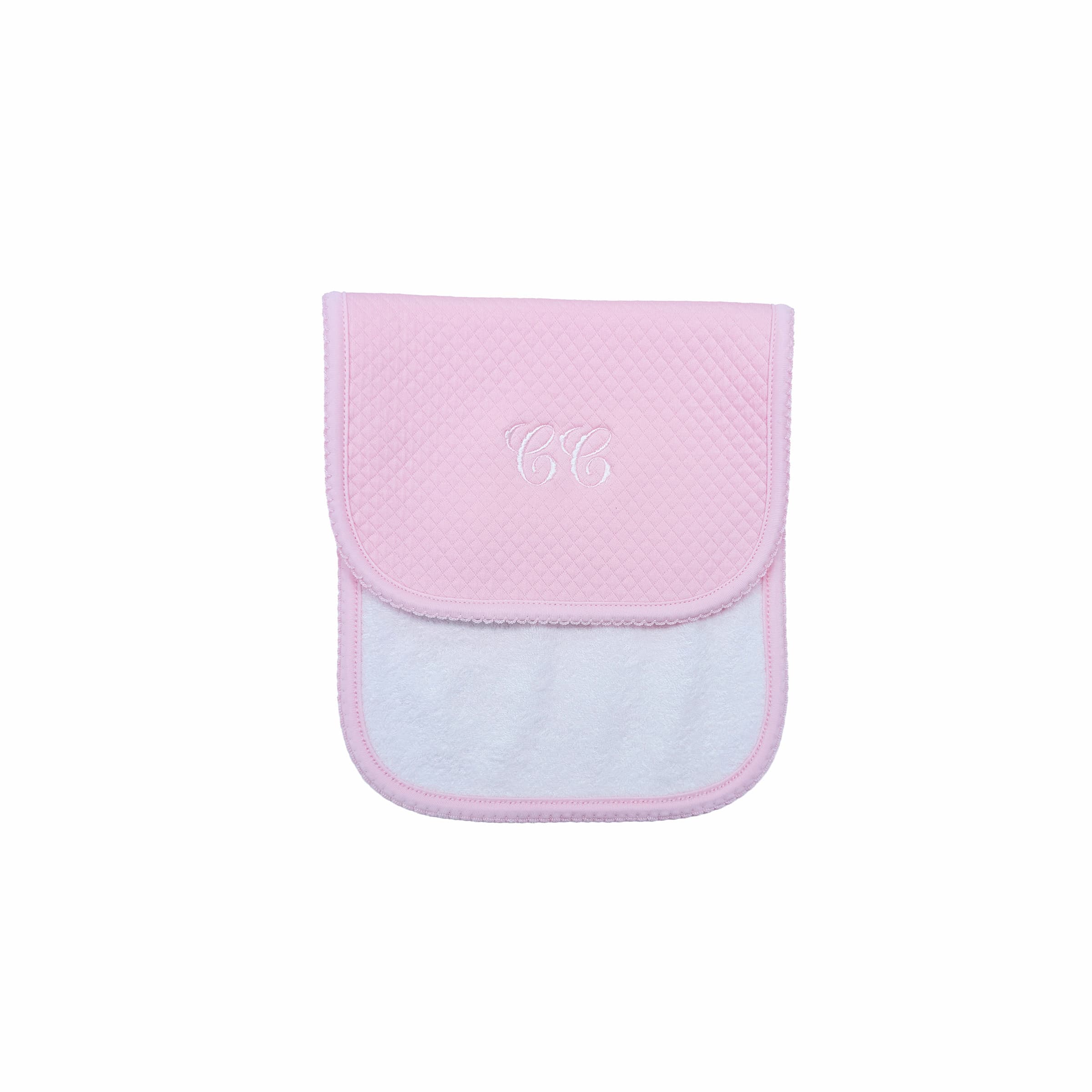 Luxury Cotton Weave bay burp cloth with signature embroidery