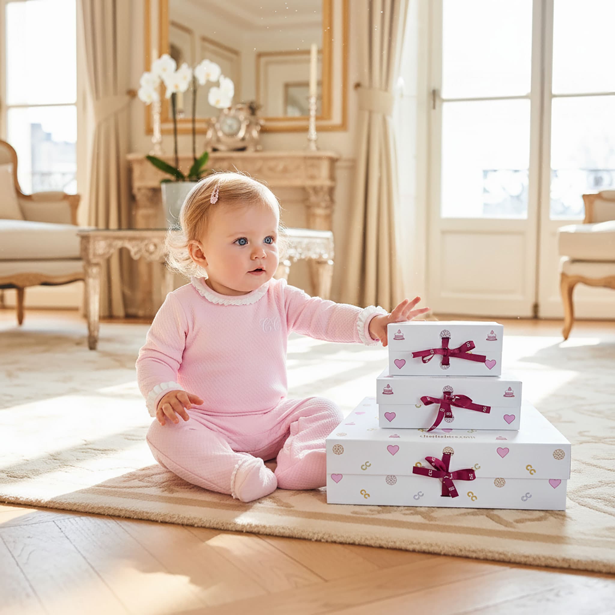 Chéris Élégance Volants Rose CC Babygrow