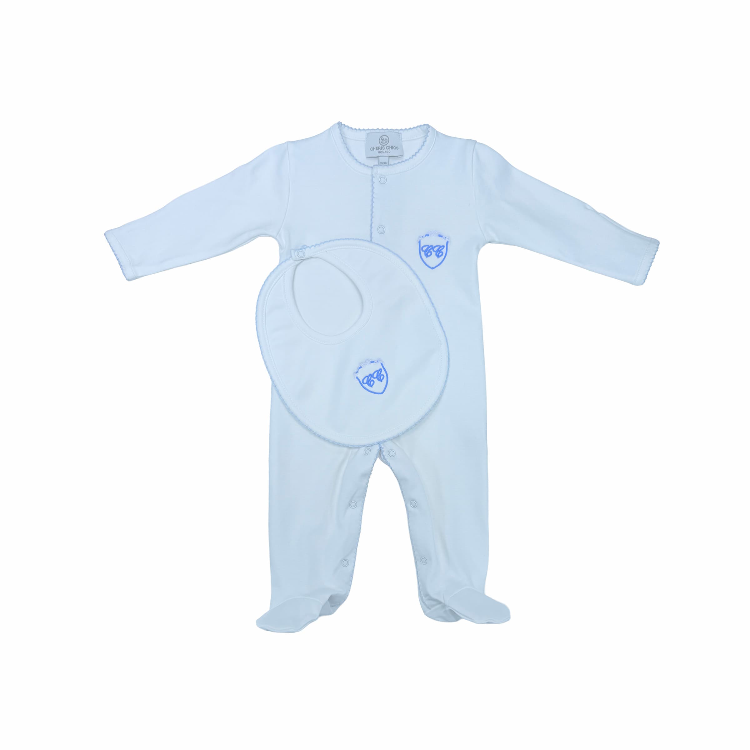 White - blue newborn layette set for boys