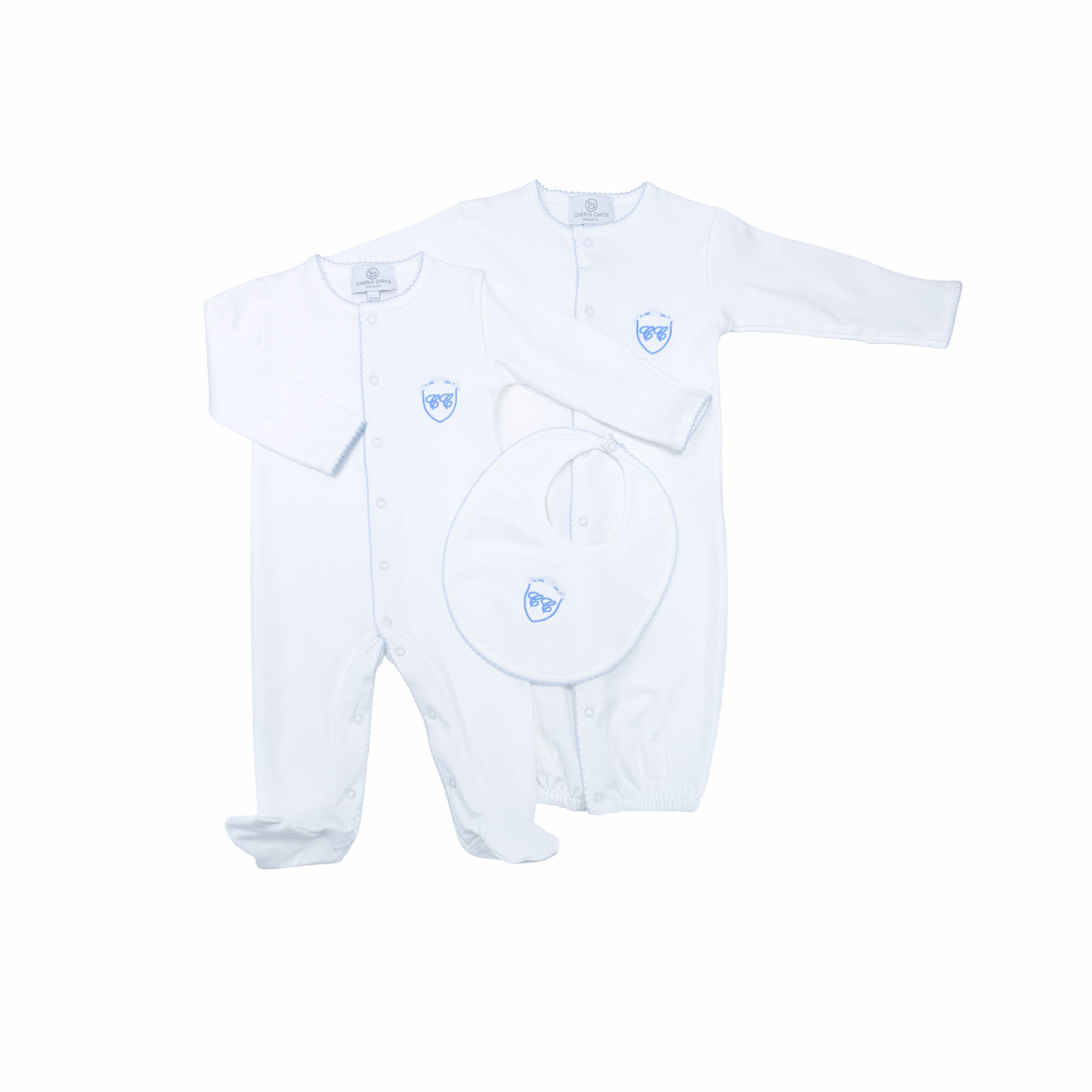 Baby boy Petit Classique set — Babygrow, Sleeping Gown and Bib