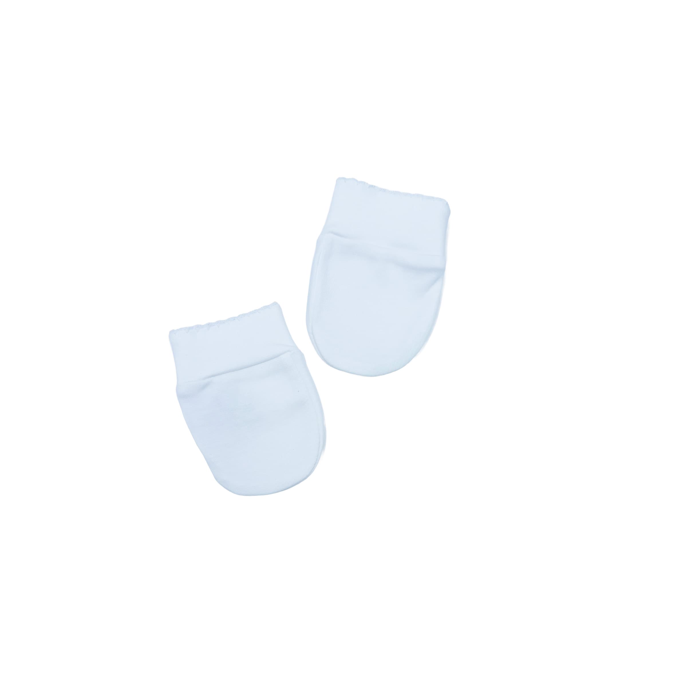 White newborn mittens – front view