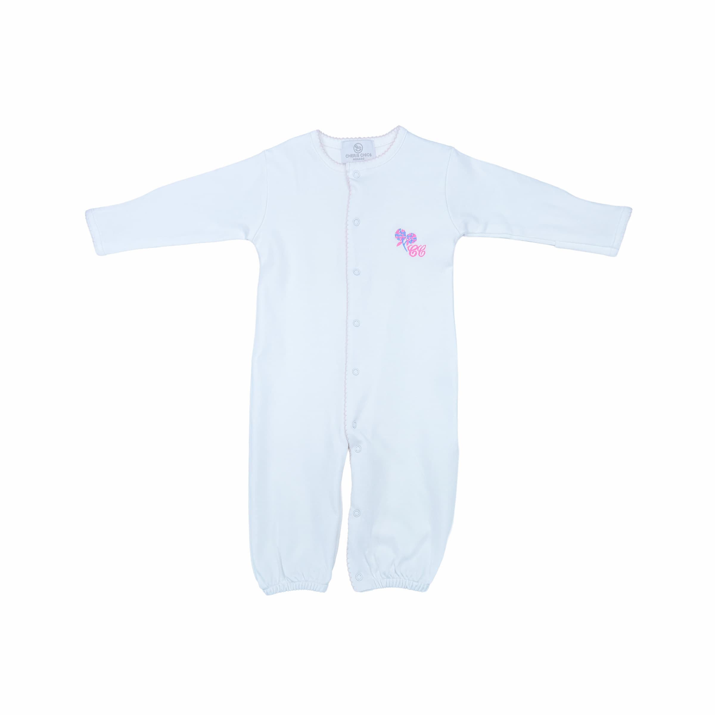 Magic Sleeping Gown in Fleur d’Hortensia with embroidery